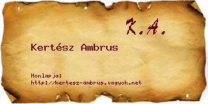 Kertész Ambrus névjegykártya